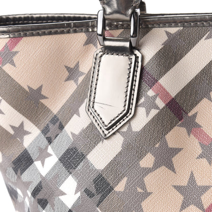 Burberry Patent Supernova Check Stars Medium Nickie Landscape Tote Pewter 11 of 11