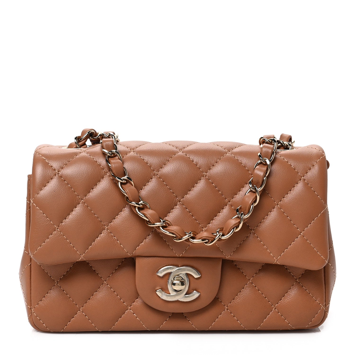 Chanel Lambskin Quilted Mini Rectangular Flap Brown 1 of 9