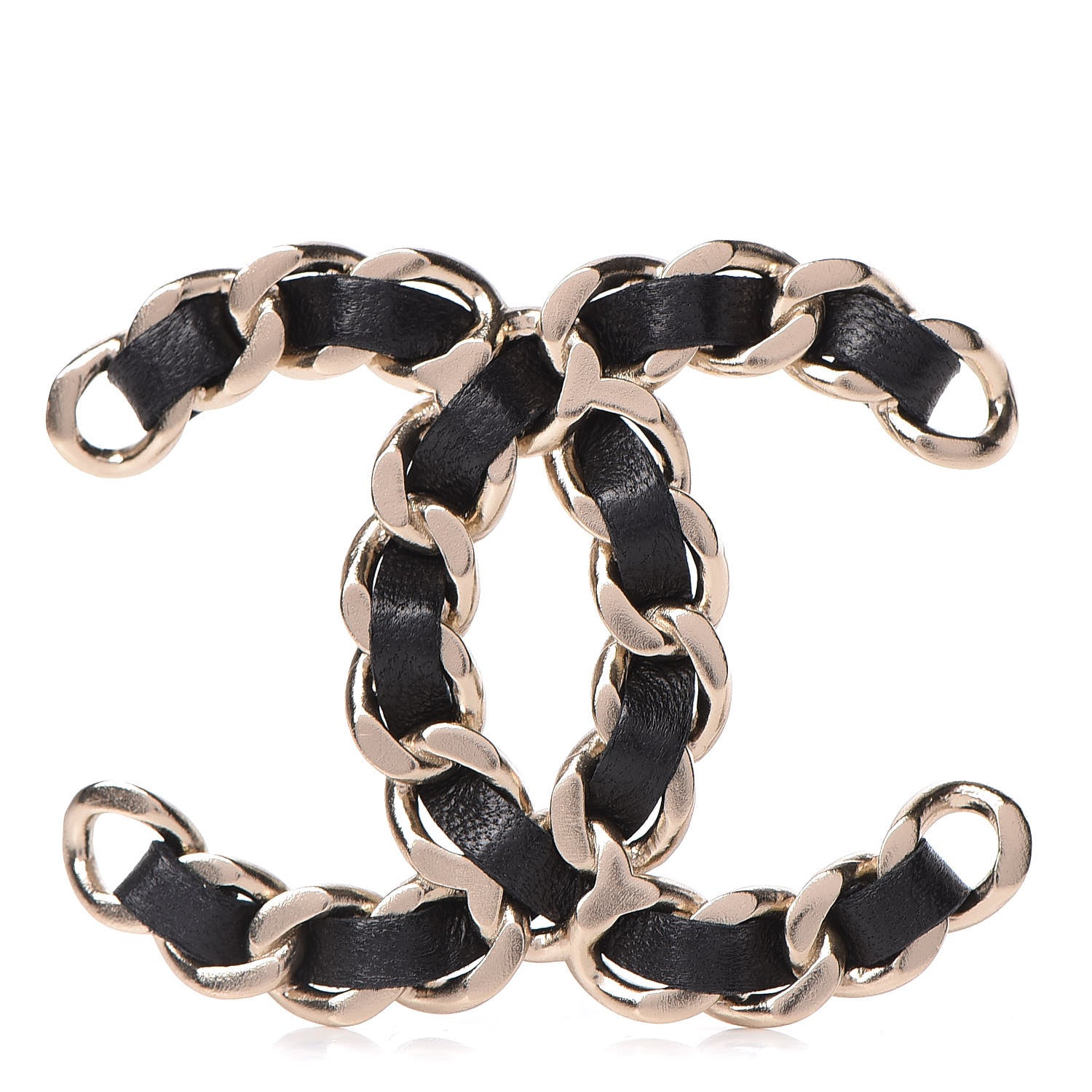 Chanel Lambskin Chain CC Brooch Black Gold 1 of 5