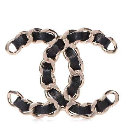 Chanel Lambskin Chain CC Brooch Black Gold 1 of 5