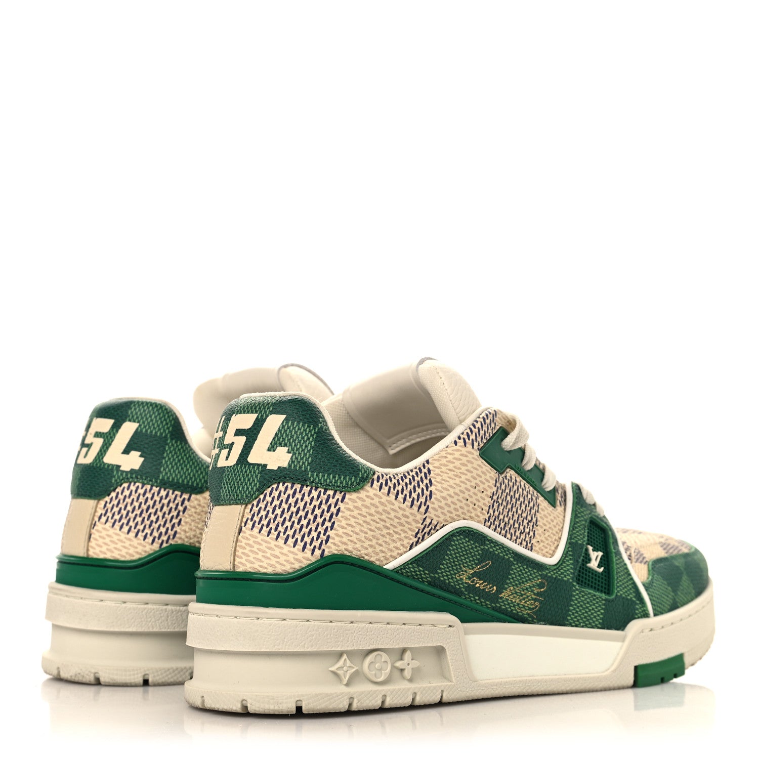 Louis Vuitton Damier Grained Calfskin Monogram Mens LV Trainer Sneakers 4 Green 5 of 8