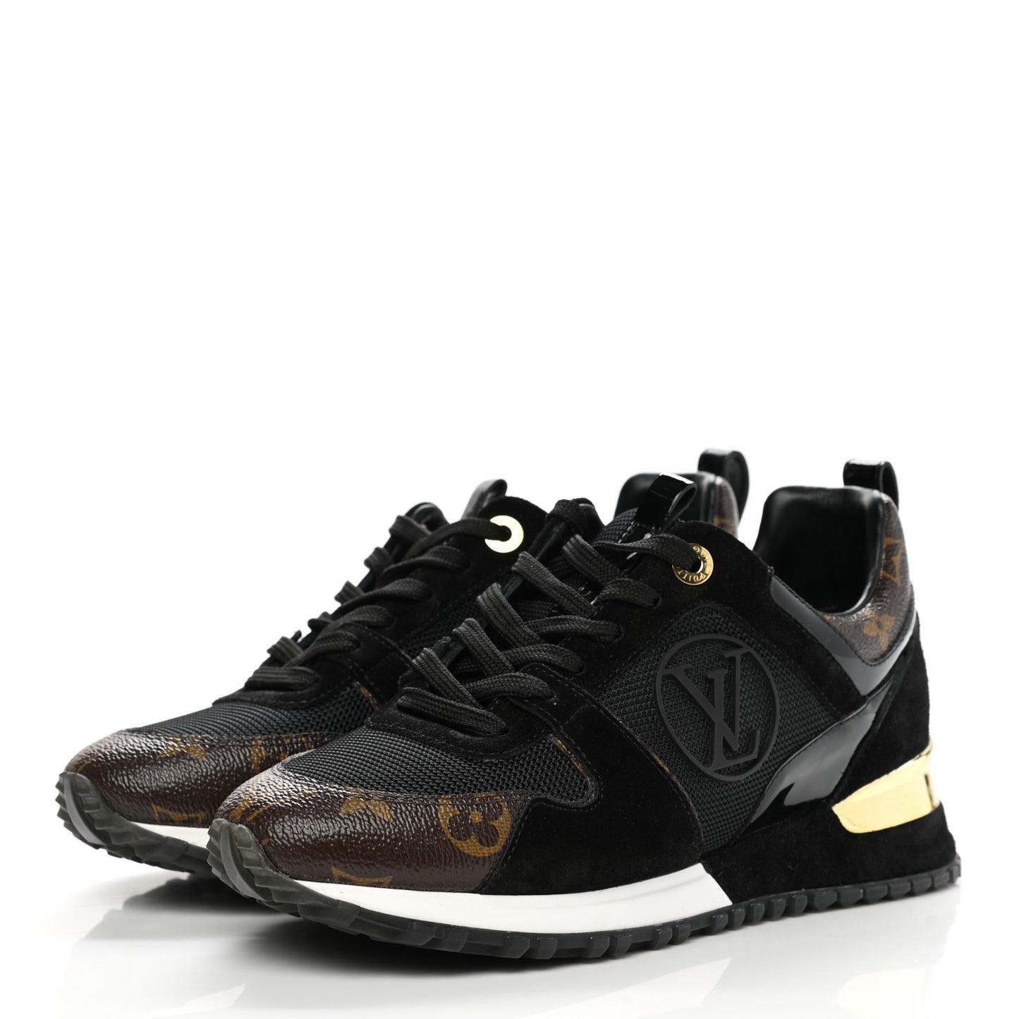 Suede Monogram Run Away Sneakers 37 Black
