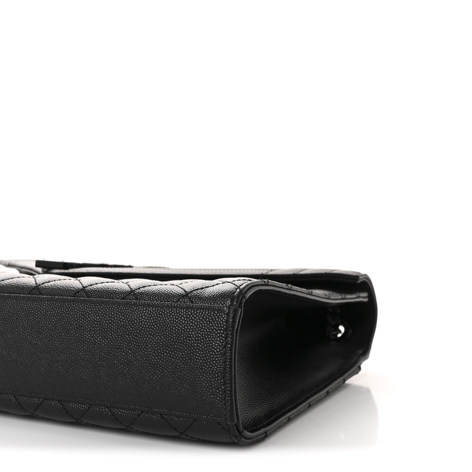 Saint Laurent Grain De Poudre Textured Mixed Matelasse Large Triquilt Monogram Monochrome Satchel Black 10 of 10
