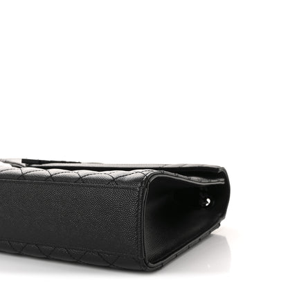 Saint Laurent Grain De Poudre Textured Mixed Matelasse Large Triquilt Monogram Monochrome Satchel Black 10 of 10
