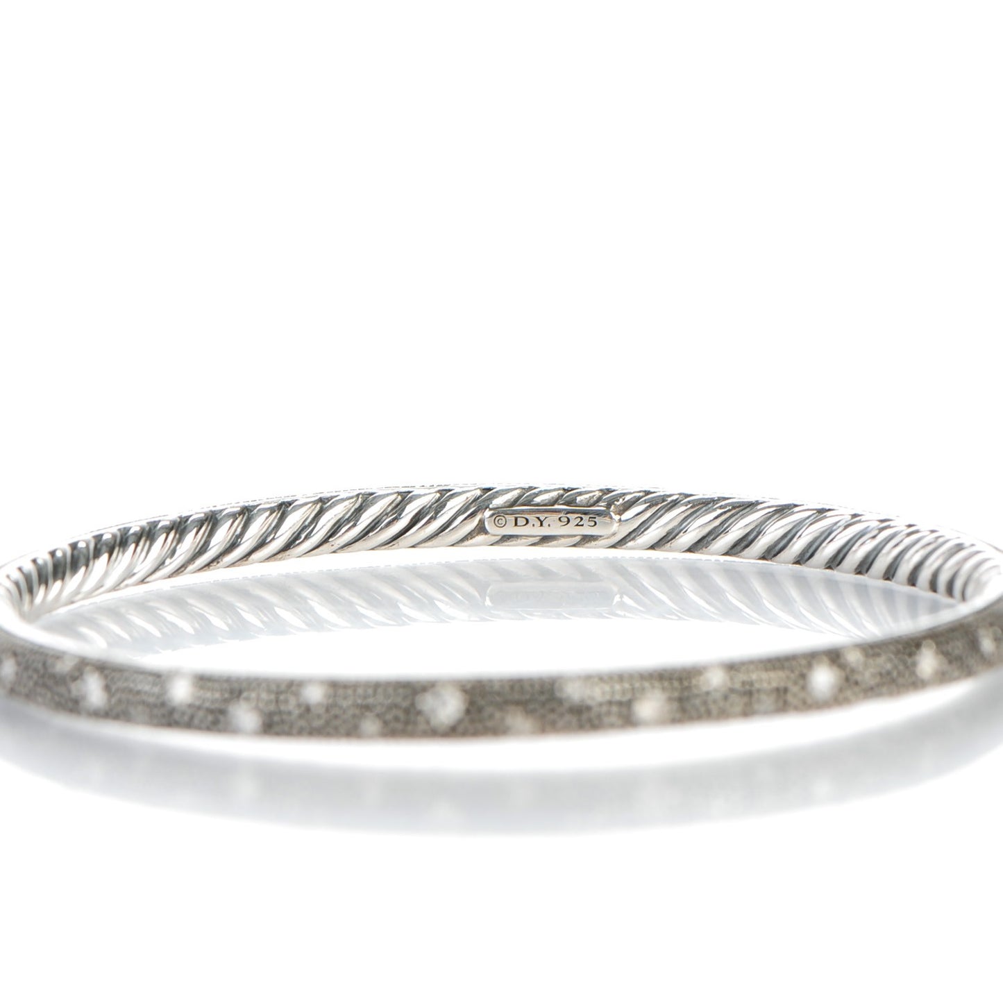 Sterling Silver Diamond 4mm Midnight Melange Bangle Bracelet