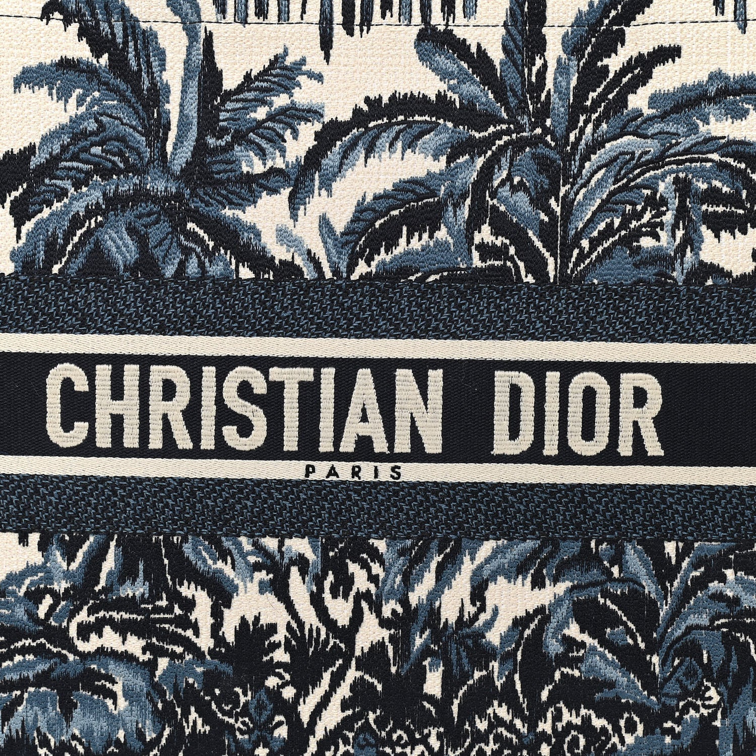 Christian Dior Canvas Embroidered Large Palm Tree Toile De Jouy Book Tote Blue Multicolor 8 of 10