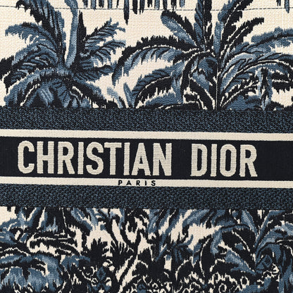 Christian Dior Canvas Embroidered Large Palm Tree Toile De Jouy Book Tote Blue Multicolor 8 of 10