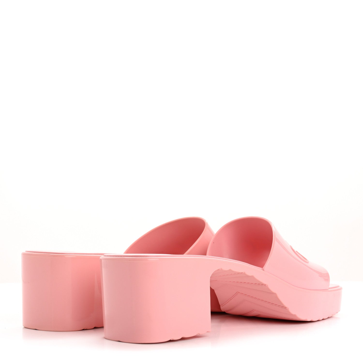 Gucci Rubber Gucci Logo Womens Platform 20/60mm Slide Sandals 41 Wild Rose 5 of 9