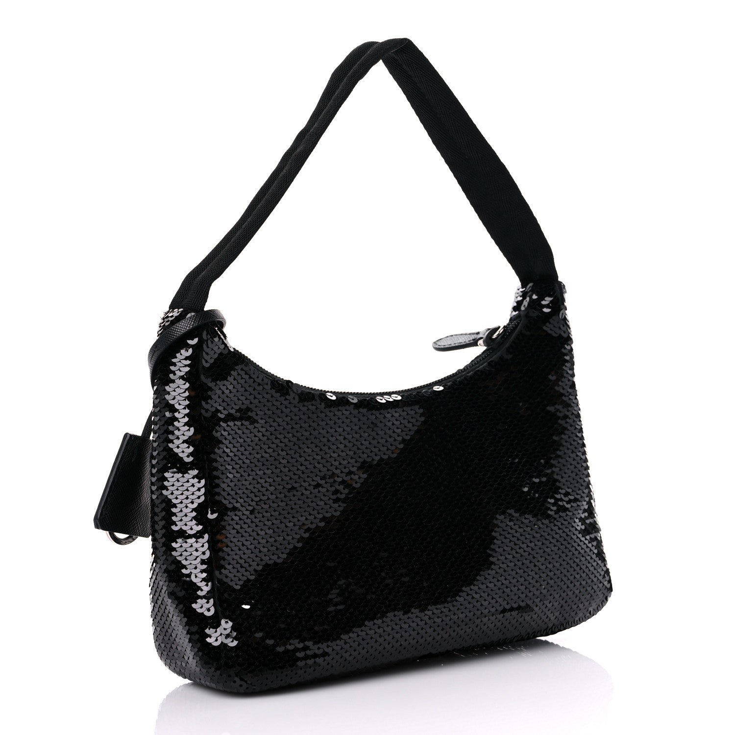 Prada Paillettes Sequin Mini Re-Edition 2000 Bag Black White 3 of 10