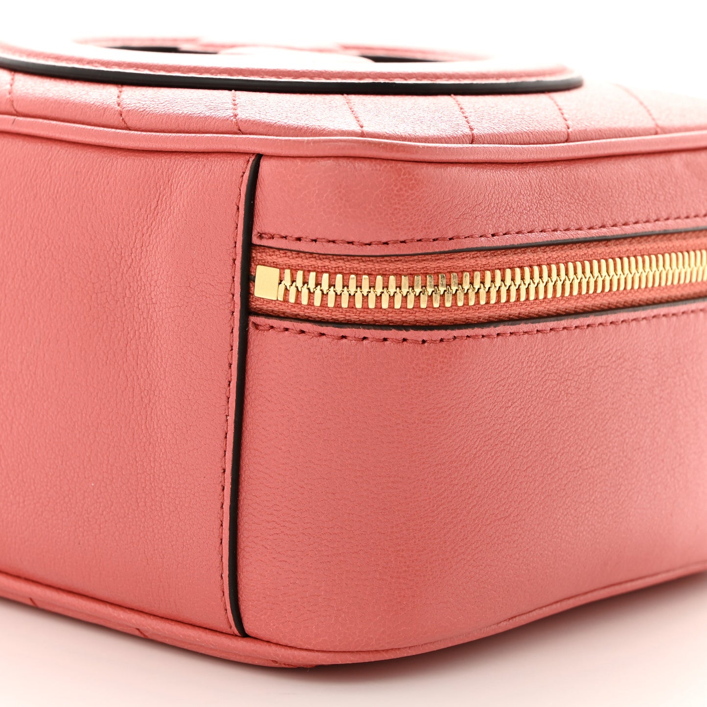 Sakai Be Green Calfskin Diagonal Stitched Blondie Top Handle Bag Pink