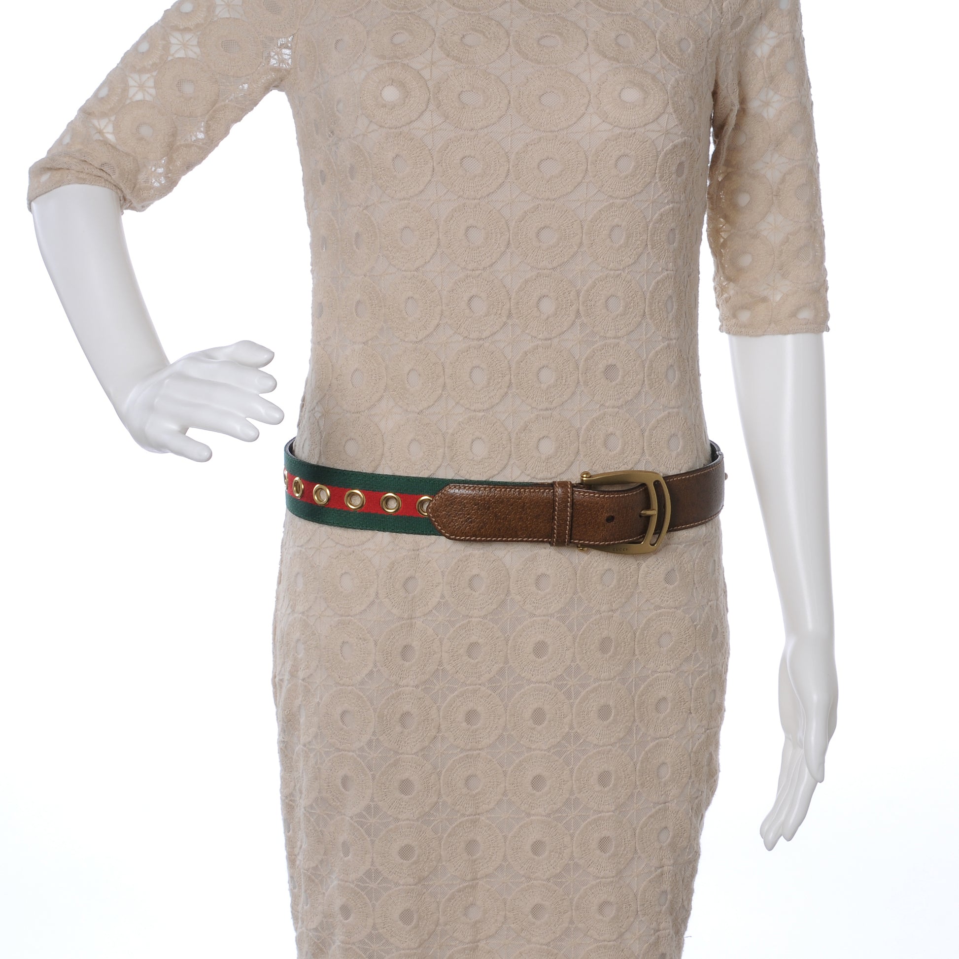 Gucci Leather Web Grommet Belt 85 34 4 of 4