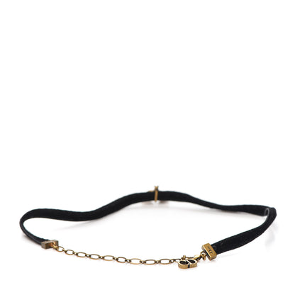 Christian Dior Grosgrain Ribbon Butterfly Choker Necklace Black 2 of 3