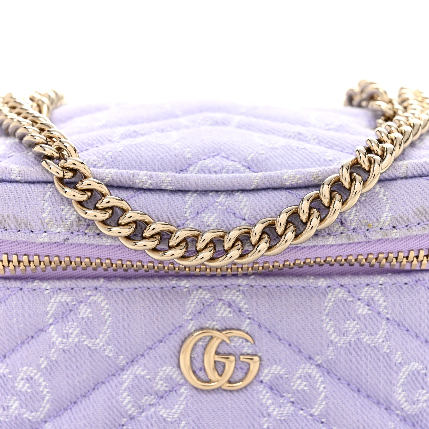 Gucci Denim GG Monogram Nano GG Marmont Vanity Bag Light Purple 8 of 11