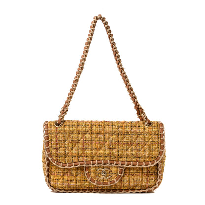 Chanel Metallic Tweed Medium Single Flap Light Yellow 1 of 8