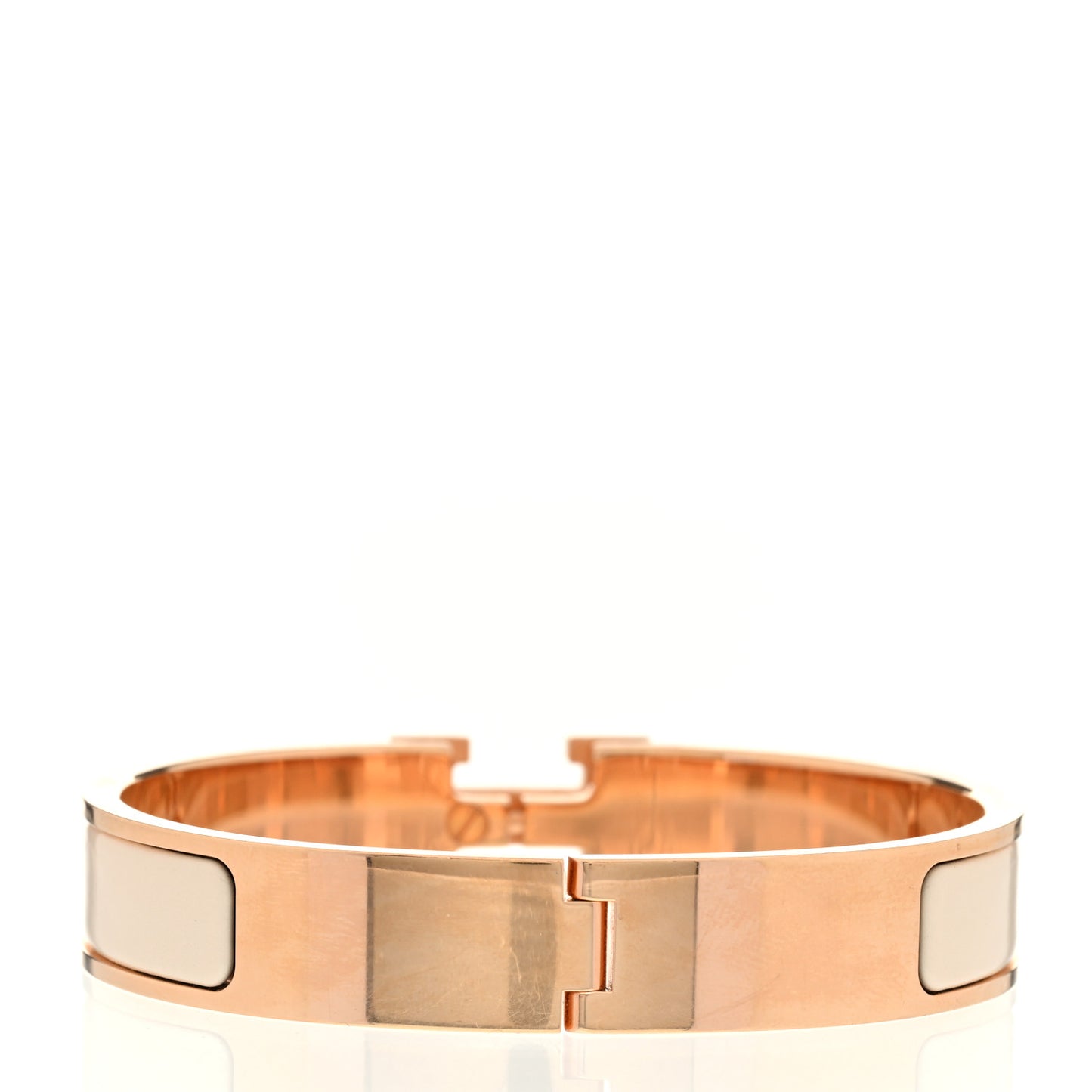 Enamel Narrow Clic Clac H Bracelet GM Creme