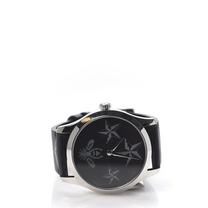 Gucci Stainless Steel Calfskin 38mm G-Timeless Bee Star Hologram Quartz Watch Black 3 of 8