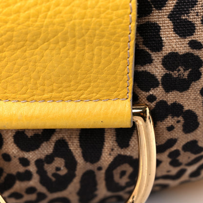 Dolce & Gabbana Calfskin Canvas Leopard Print Animalier Shoulder Bag Yellow 12 of 23