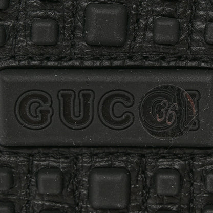 Gucci Textured Calfskin Womens Horsebit Loafers 36 Black 7 of 14