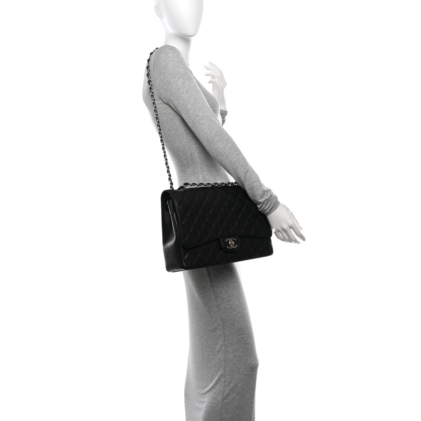 Caviar Quilted Maxi Double Flap Black