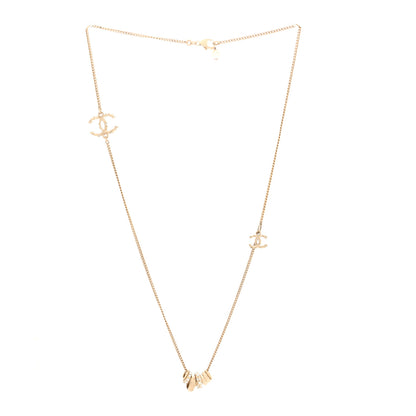 Chanel Pearl Crystal CC Rings Necklace Gold 3 of 4