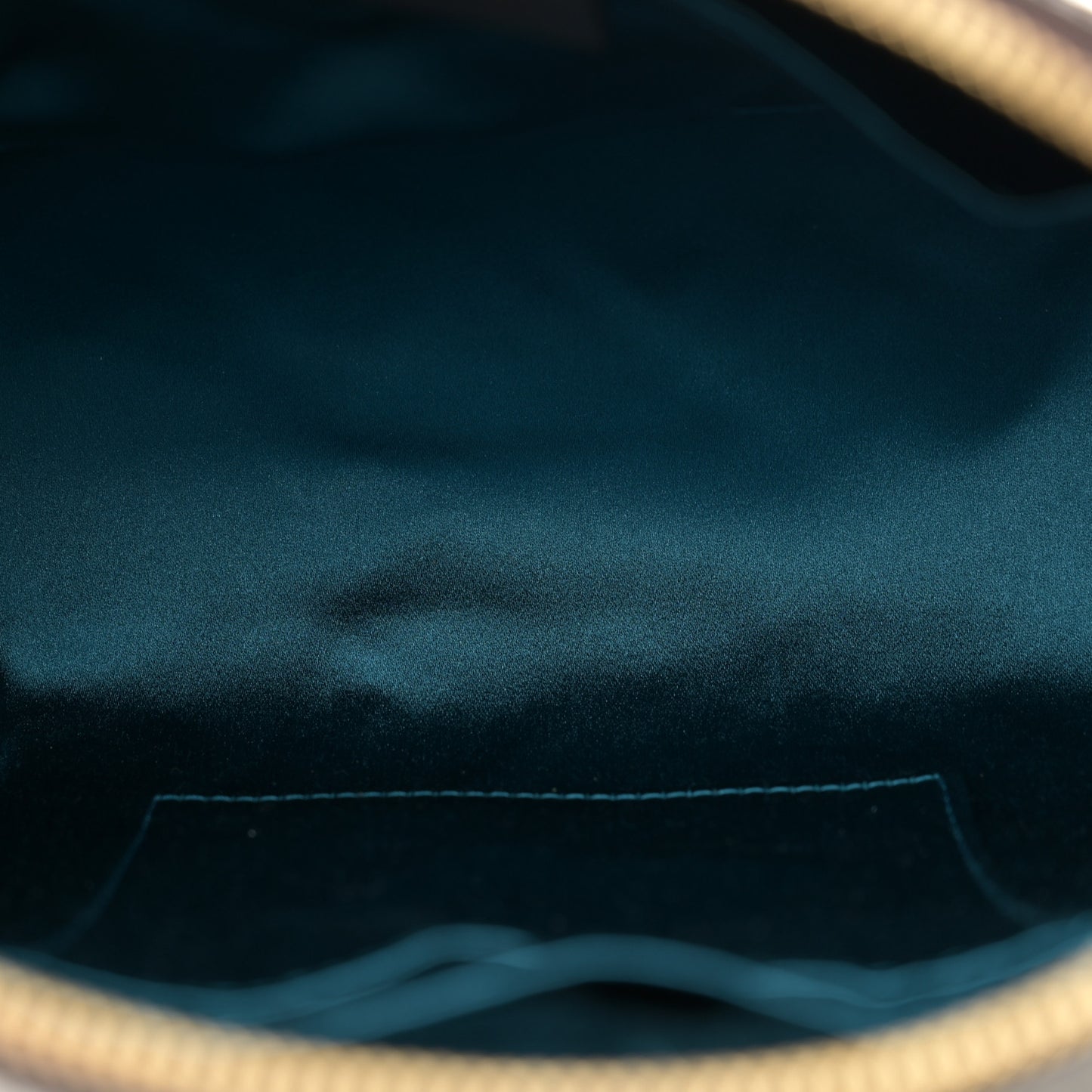 GG Supreme Monogram Textured Dollar Calfskin Web Small Ophidia Dome Shoulder Bag Beige Ebony New Acero