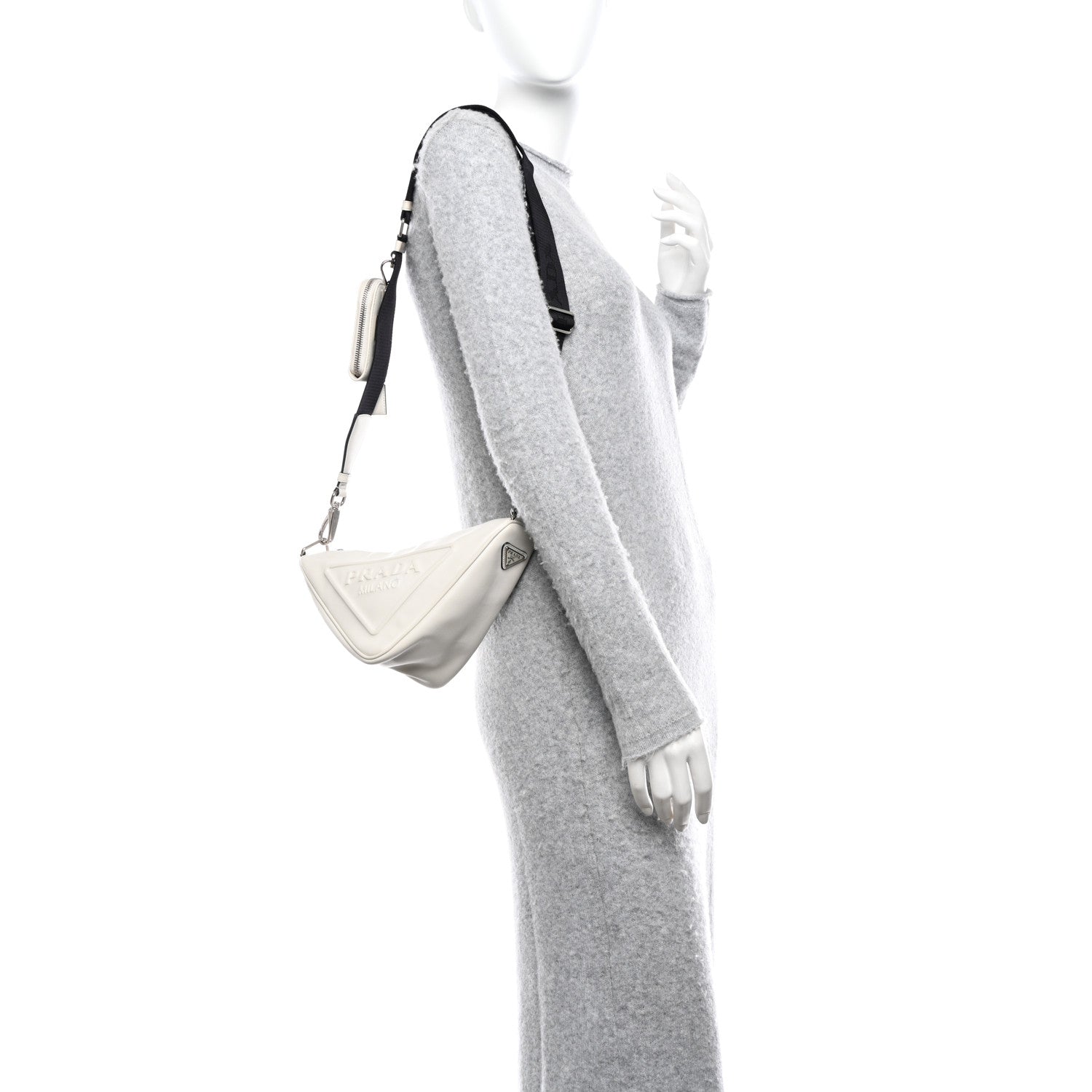 Prada Grace Lux Triangle Shoulder Bag White 2 of 10