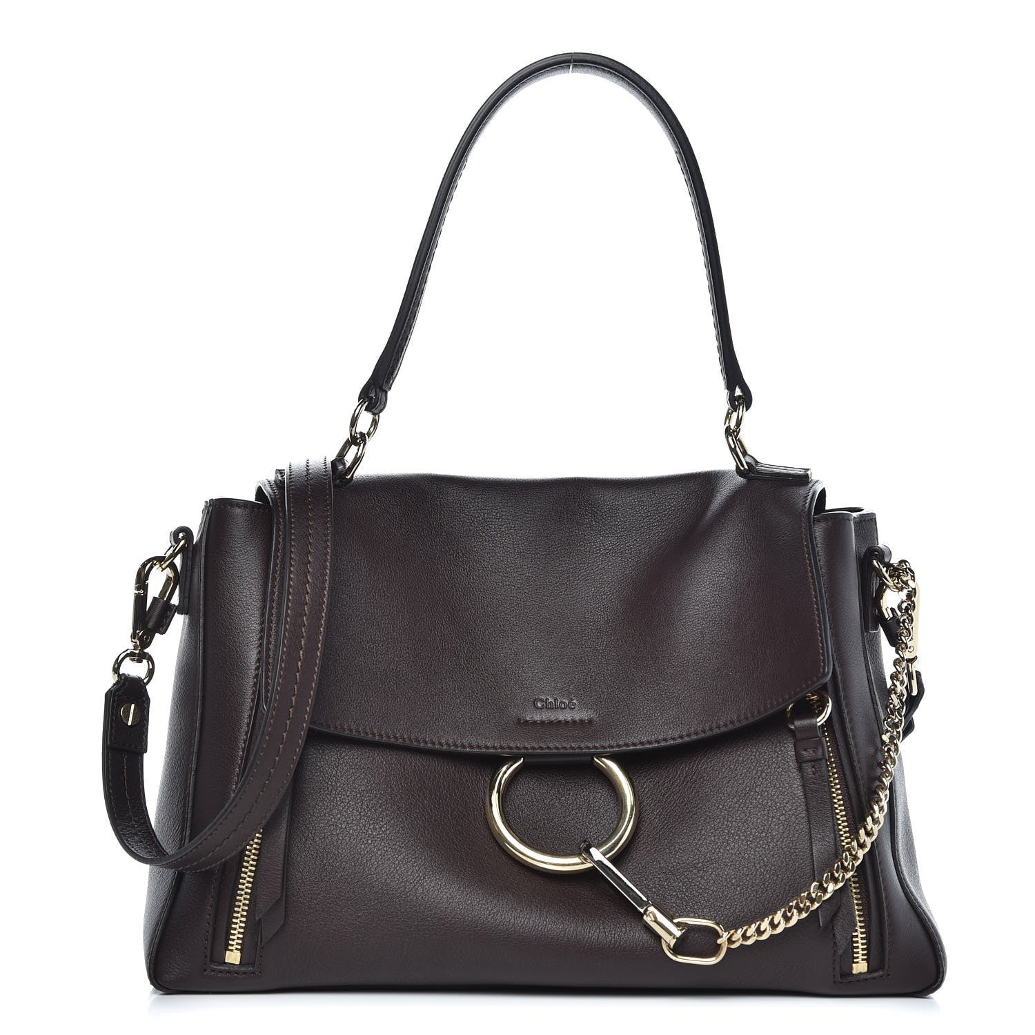 Chloe Calfskin Medium Faye Day Shoulder Bag Carbon Brown 1 of 7