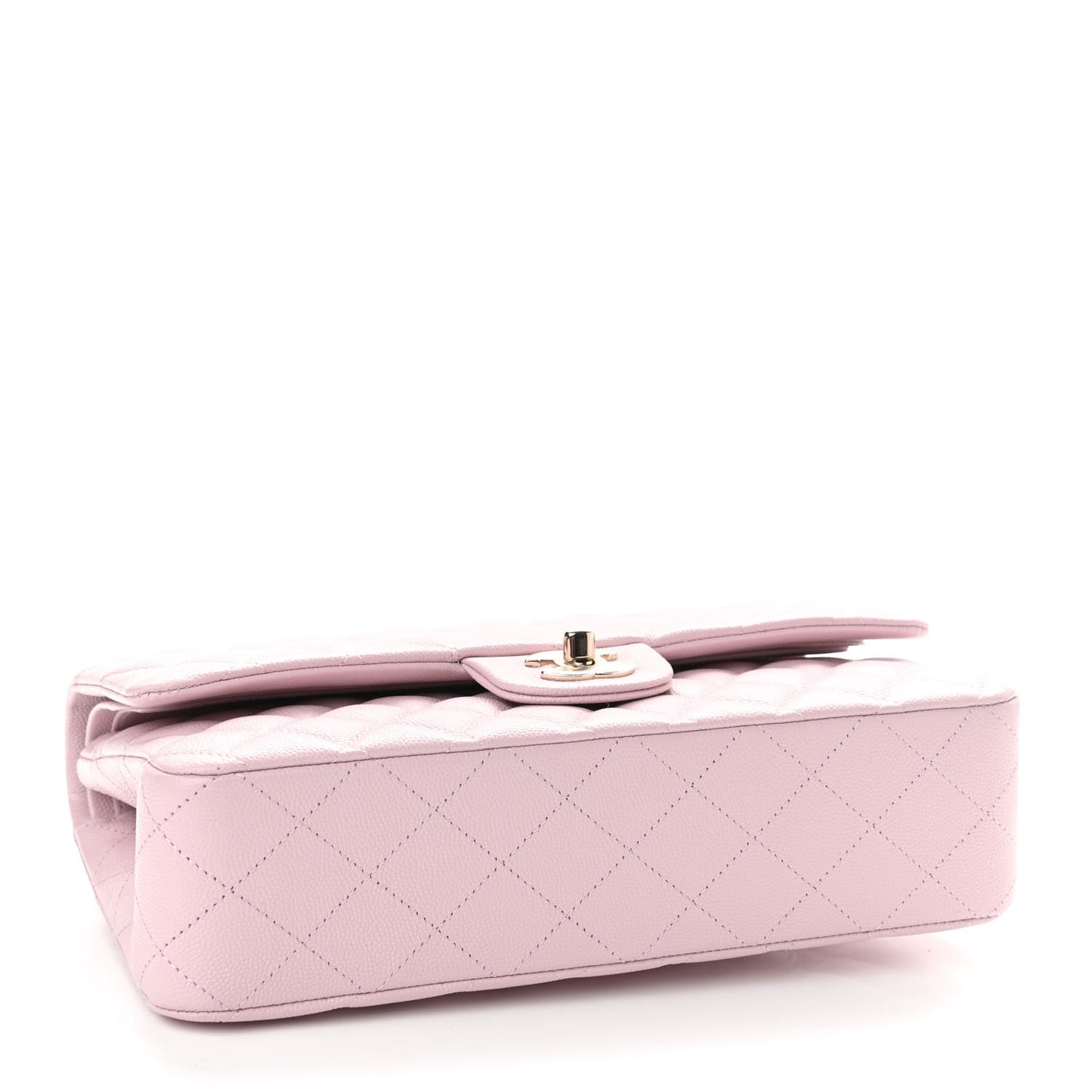 Caviar Quilted Medium Double Flap Light Pink