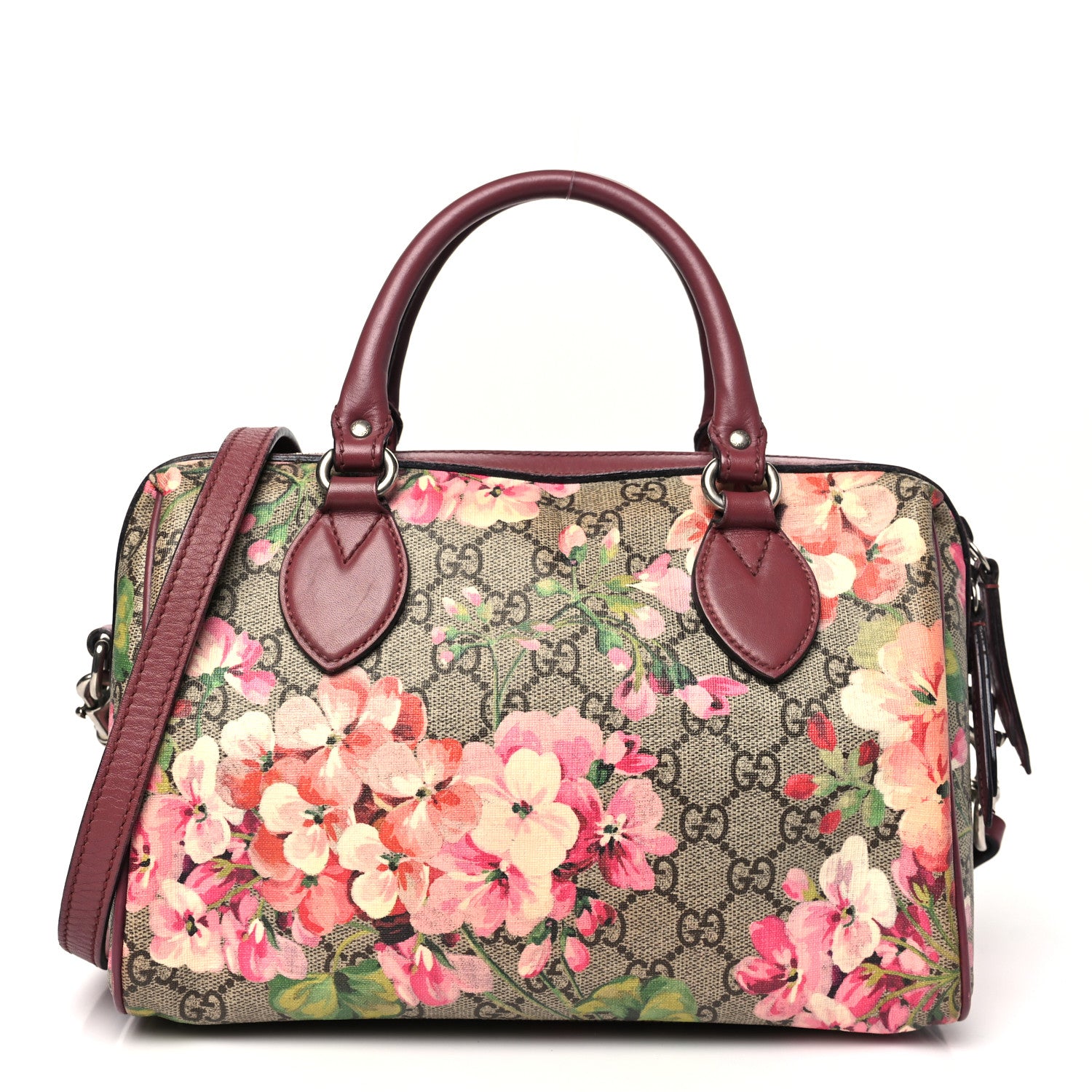 Gucci GG Supreme Monogram Blooms Small Boston Beige Multicolor Dry Rose 1 of 13