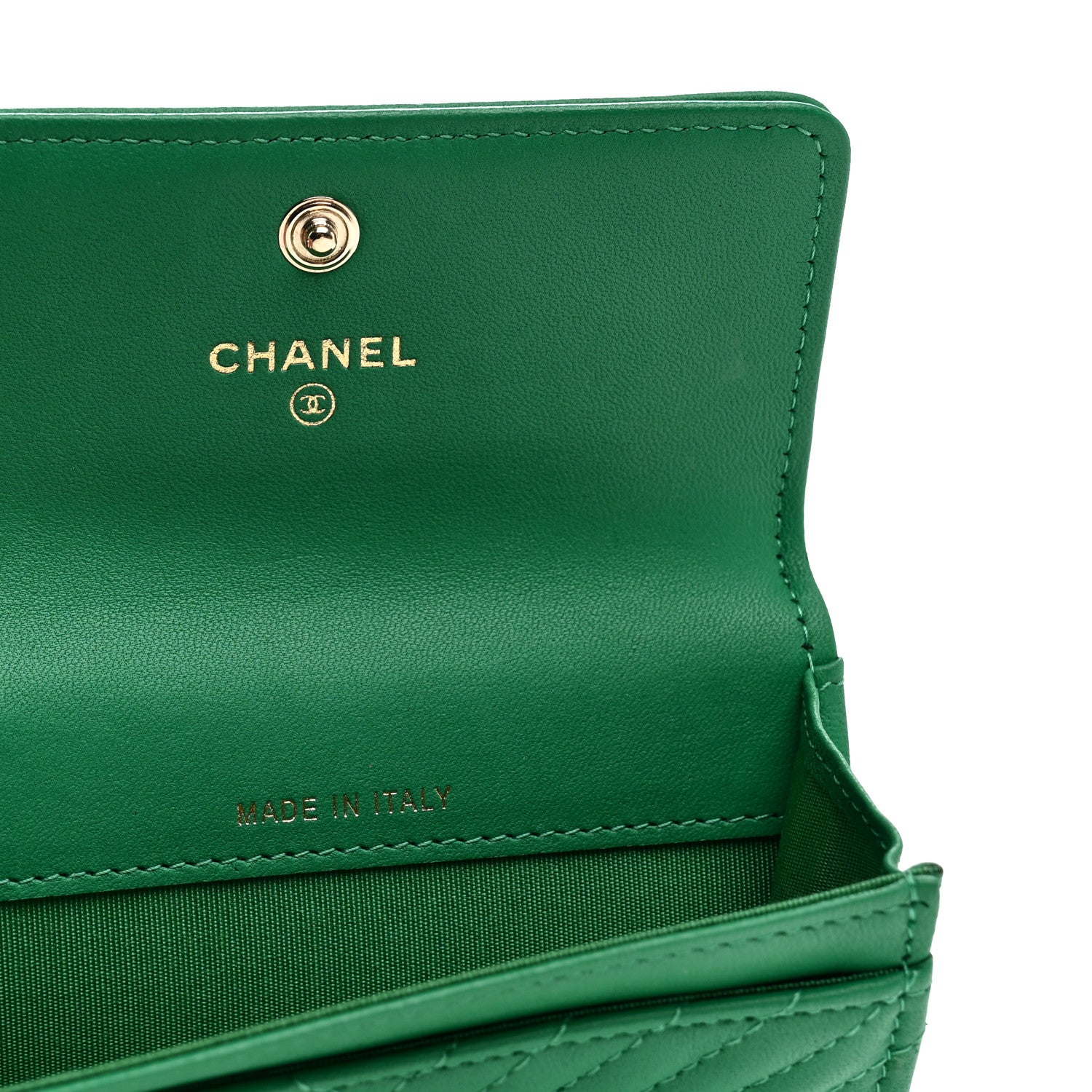 Chanel Lambskin Chevron Quilted Boy Card Holder Wallet Green 6 of 8