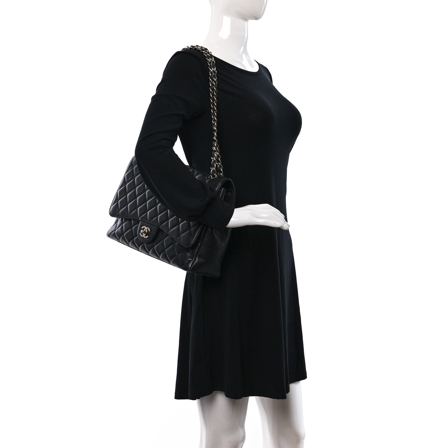 Caviar Quilted Maxi Single Flap Black