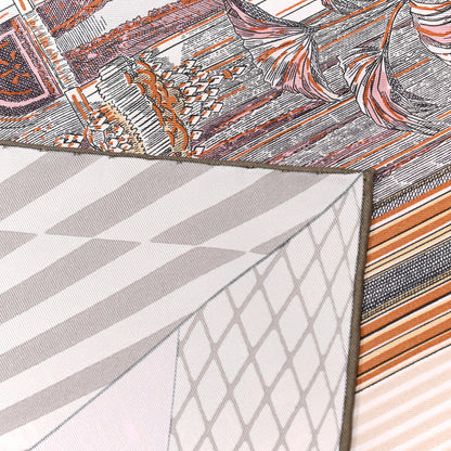 Hermes Silk Grand Theatre Nouveau Scarf 90 Rose Pale Etoupe 8 of 8