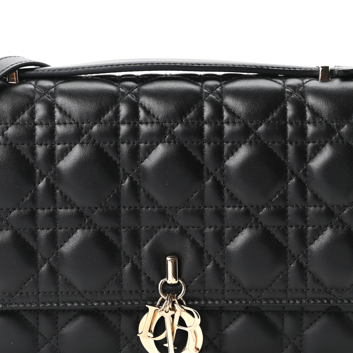 Christian Dior Lambskin Cannage My Dior Top Handle Bag Black 7 of 10