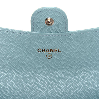 Chanel Caviar Quilted Flap Card Holder Wallet Light Blue 6 of 12