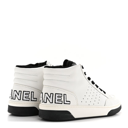 Chanel Calfskin Womens Logo High Top Sneakers 40 Black White 10 of 22