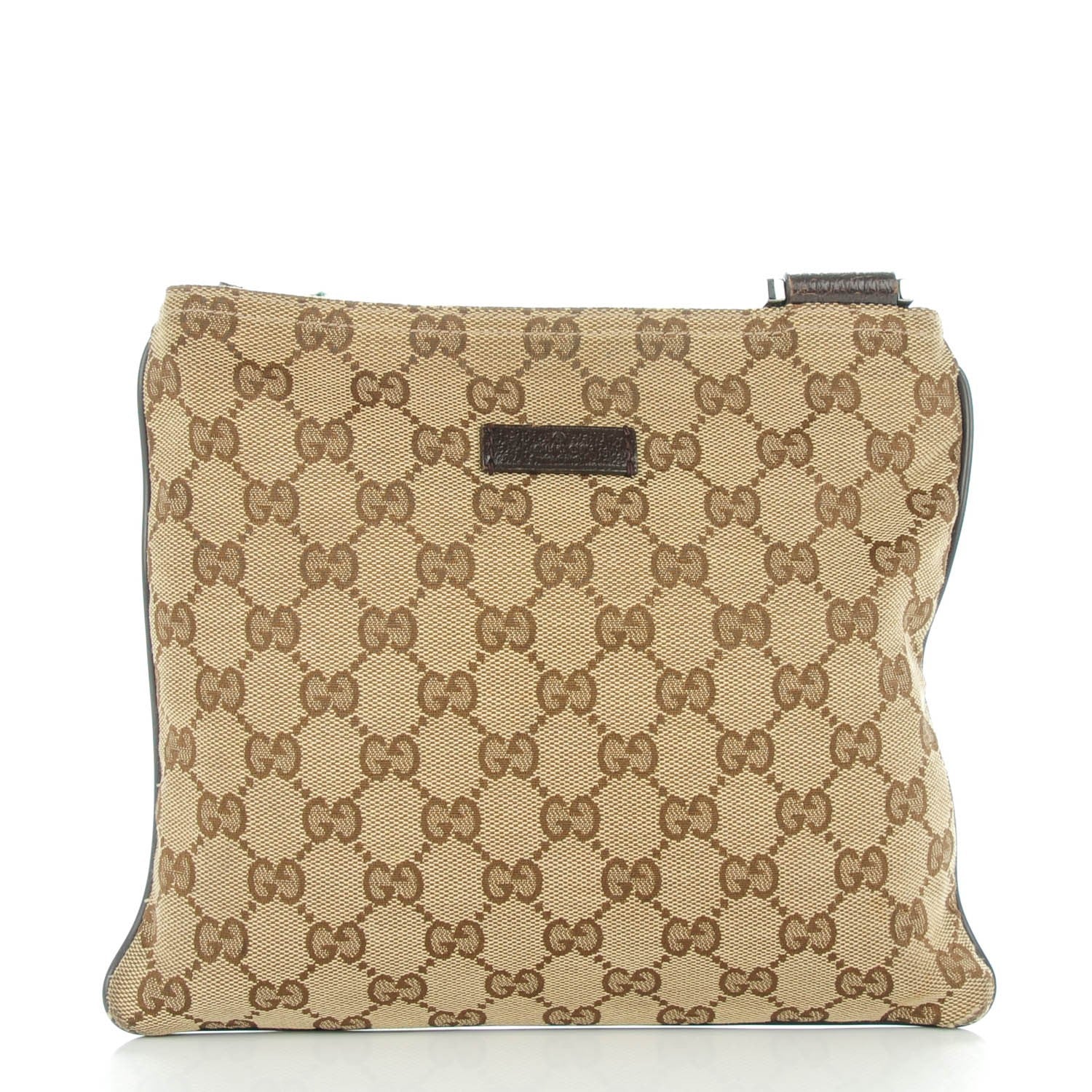 Gucci Monogram Web Small Flat Messenger Bag Brown 1 of 9
