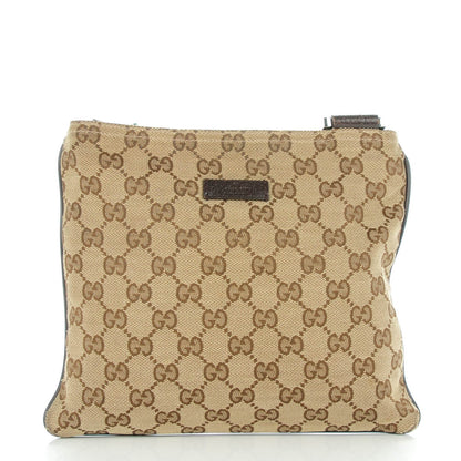 Gucci Monogram Web Small Flat Messenger Bag Brown 1 of 9