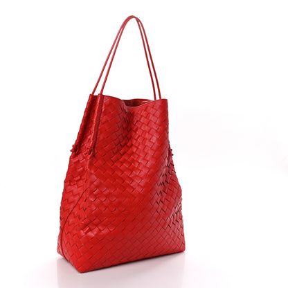 Bottega Veneta Nappa Intrecciato North South Tote Red 3 of 8