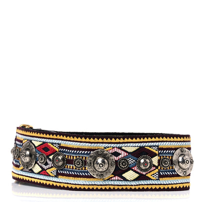Christian Dior Canvas Embroidered Studded Bohemian Shoulder Strap Yellow 2 of 6