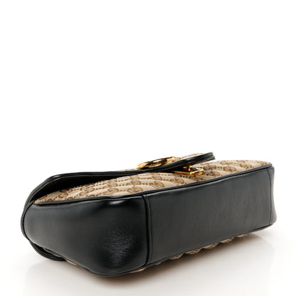 Gucci Monogram Matelasse Diagonal Small GG Marmont Shoulder Bag Beige Black 4 of 11