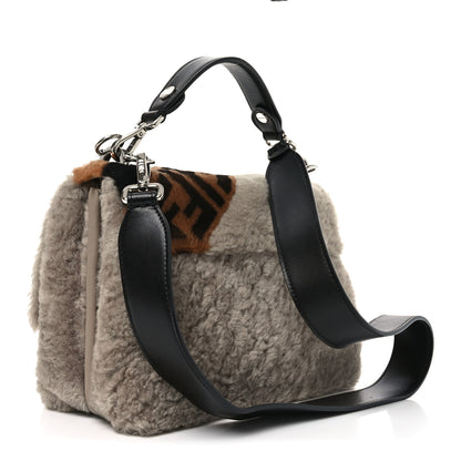 Fendi Shearling Calfskin Macro FF 1974 Diagonal Mania Kan I Shoulder Bag Multicolor 3 of 10