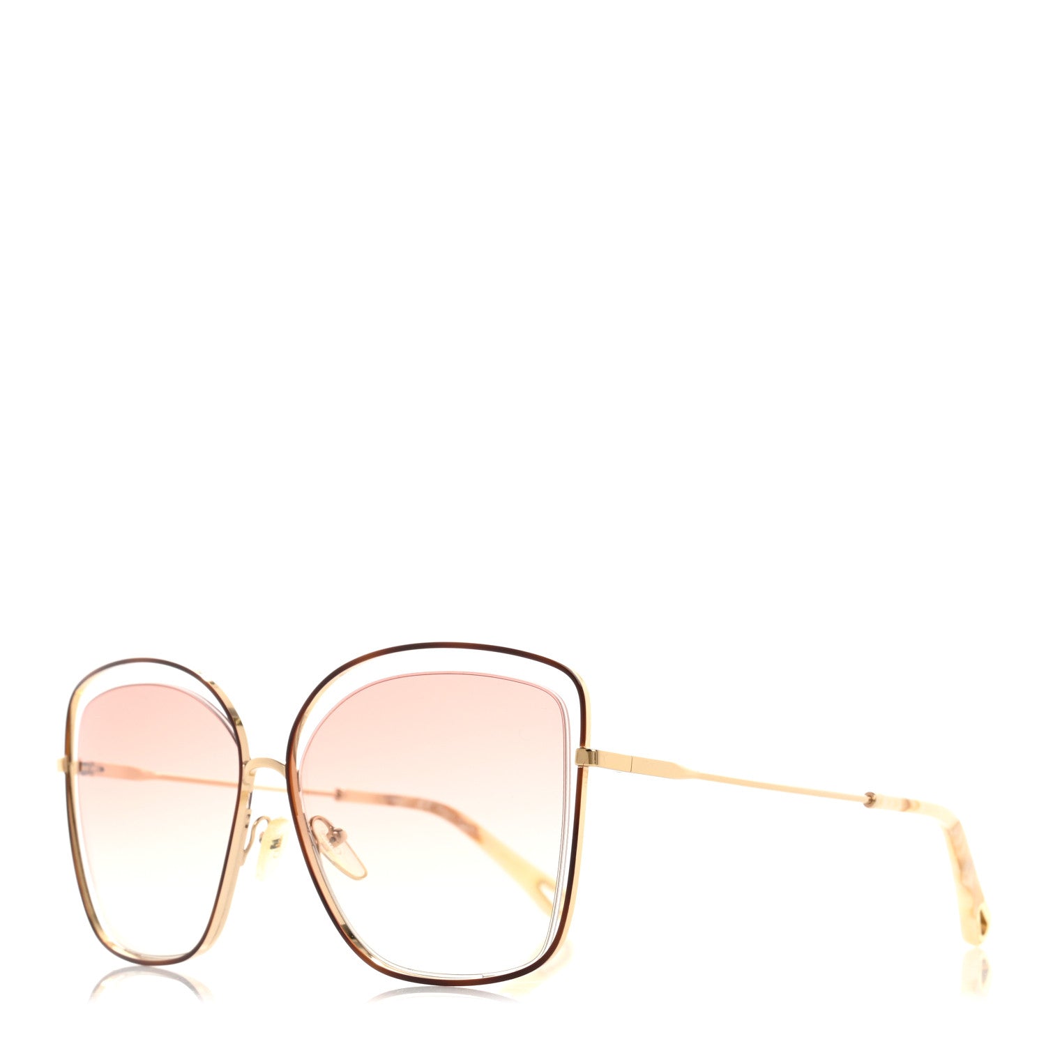 Chloe Poppy Cutout Square Sunglasses CE133S Gold Pink 1 of 7