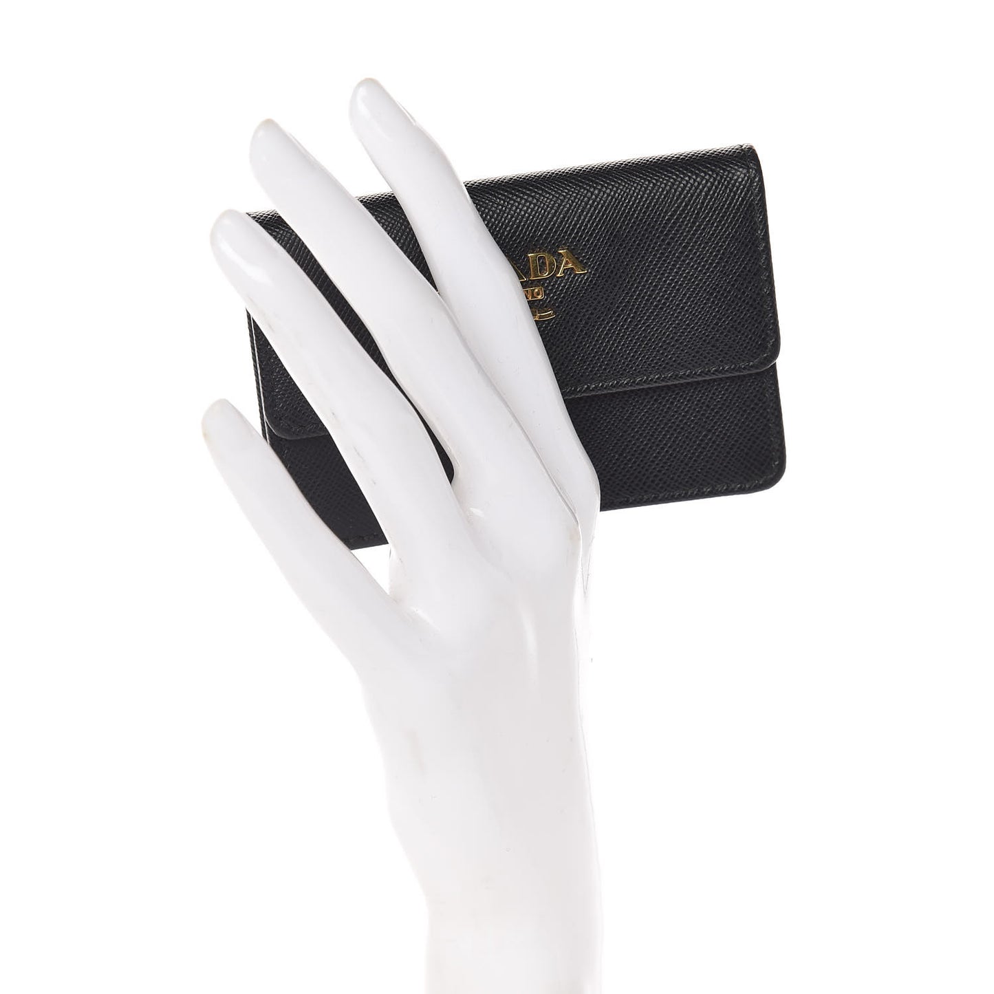Saffiano Metal Flap Card Holder Black