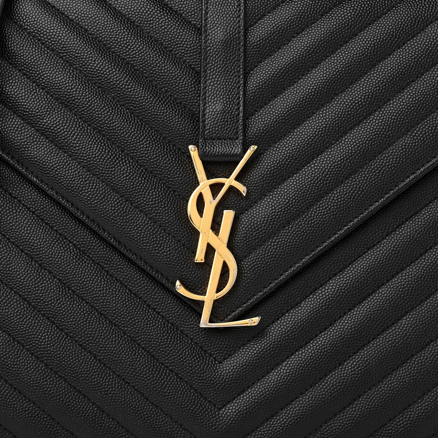 Saint Laurent Grain De Poudre Matelasse Chevron Large Monogram Satchel Black 7 of 11