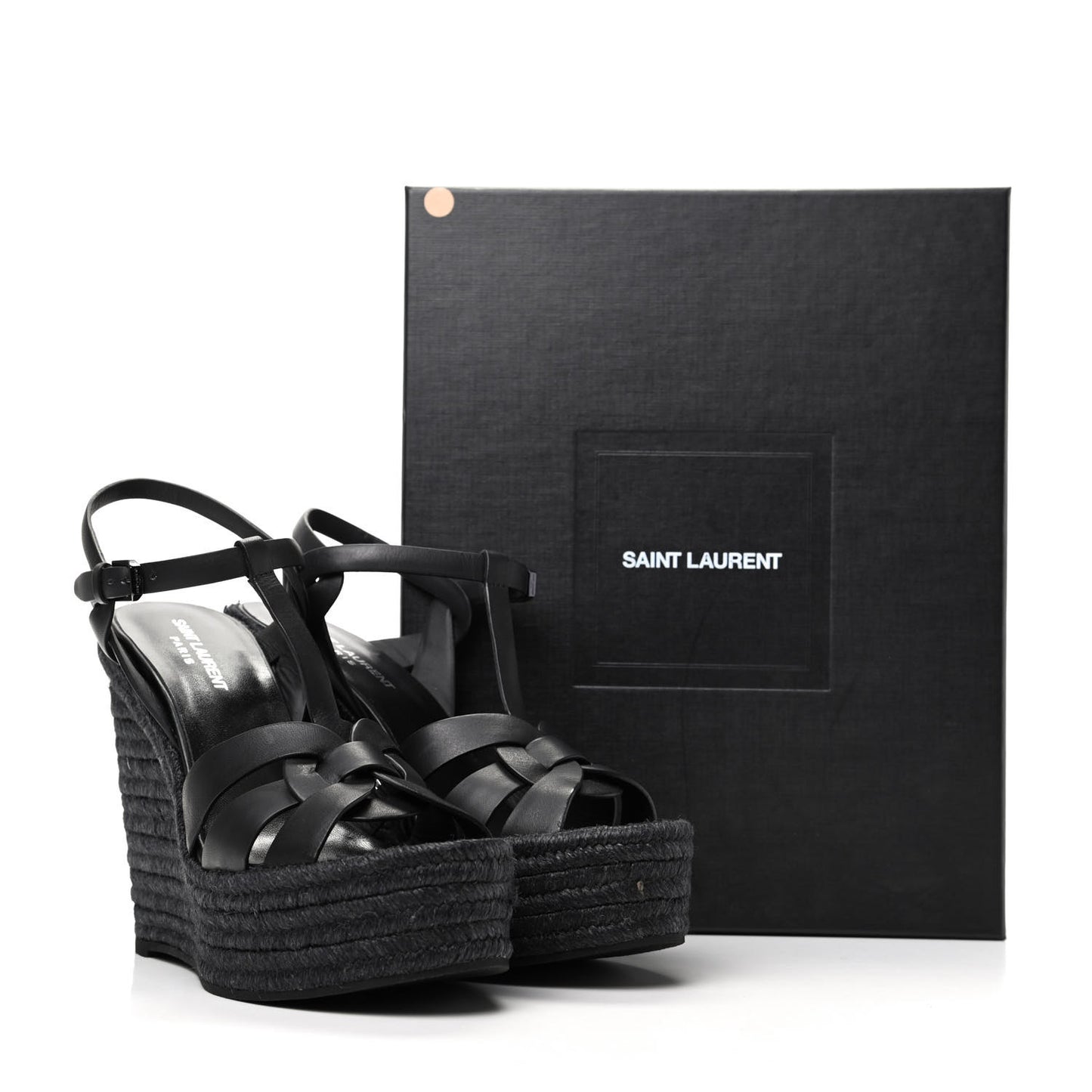 Calfskin Tribute 95 Platform Espadrille Wedge Sandals 39.5 Black