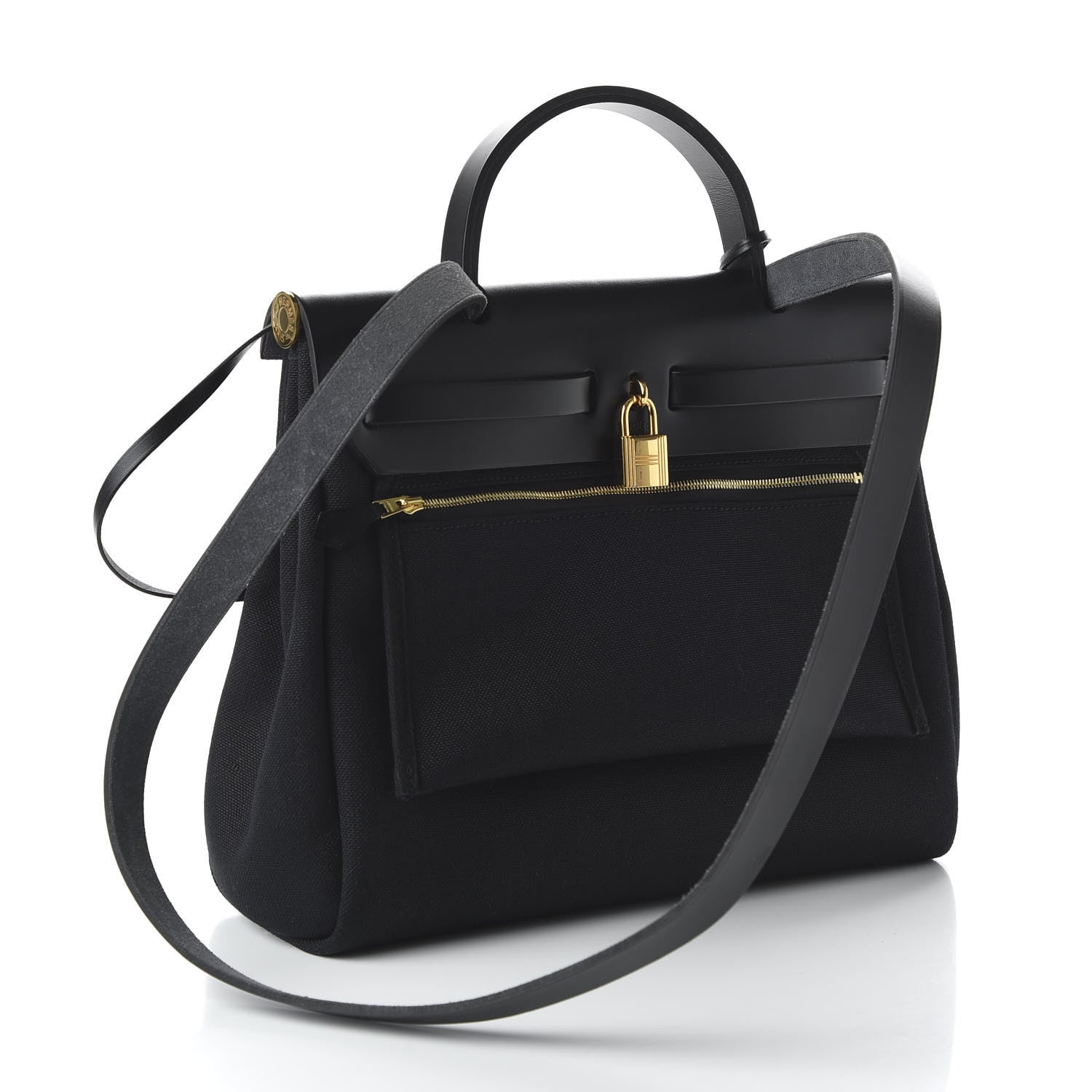 Hermes Military Toile Vache Hunter Herbag Zip PM 31 Black 3 of 9