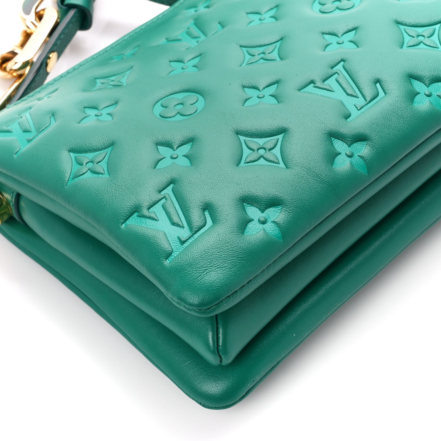 Louis Vuitton Lambskin Embossed Monogram Coussin BB Emeraude 8 of 9