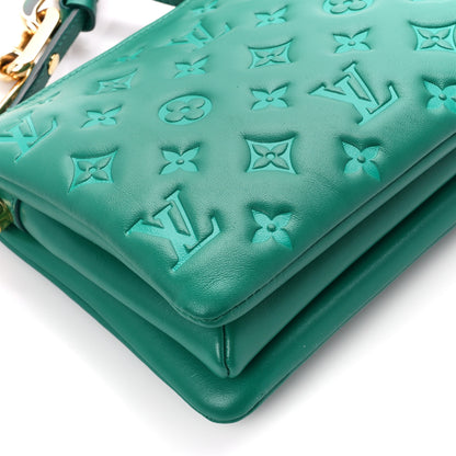 Louis Vuitton Lambskin Embossed Monogram Coussin BB Emeraude 8 of 9