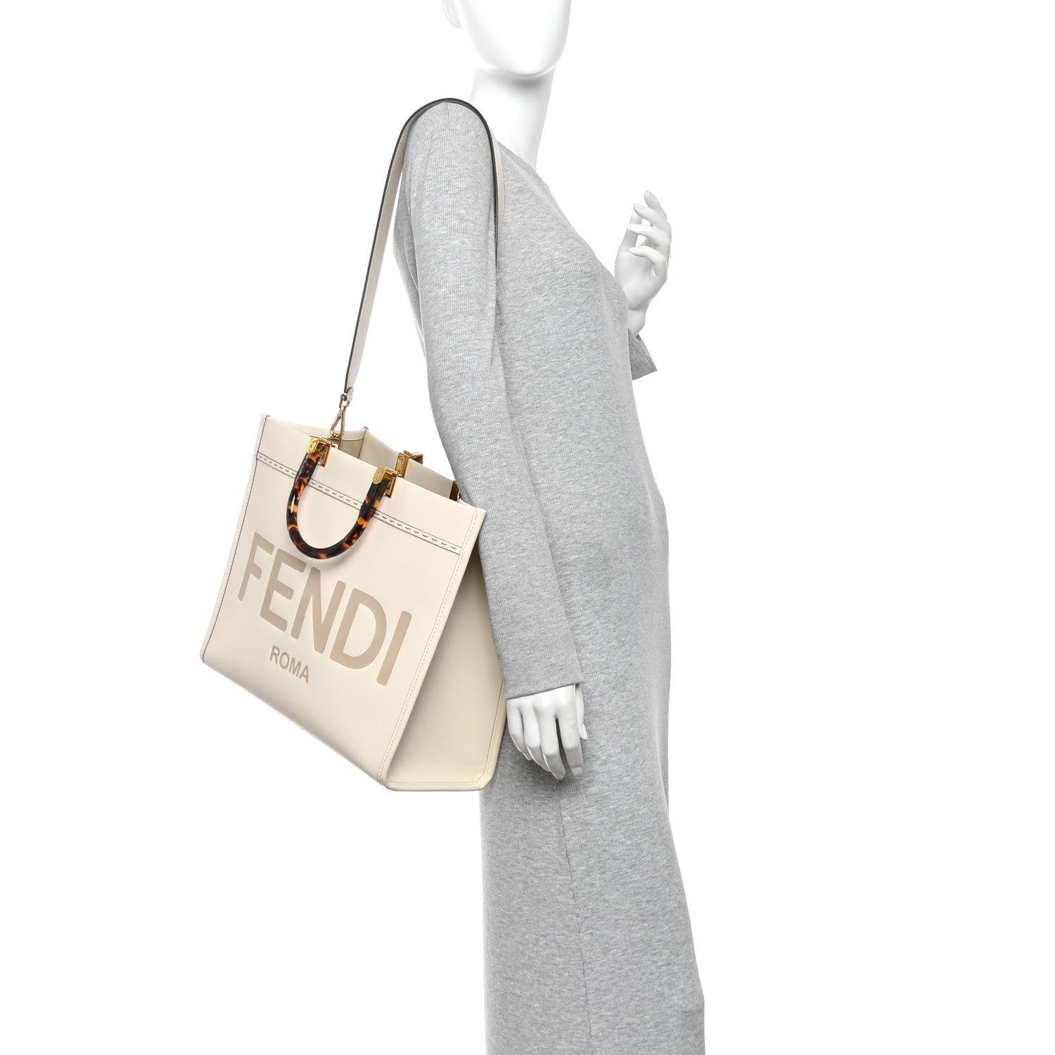 Fendi Vitello King Plexiglass Medium Fendi Sunshine Shopper Tote White Ice 2 of 11