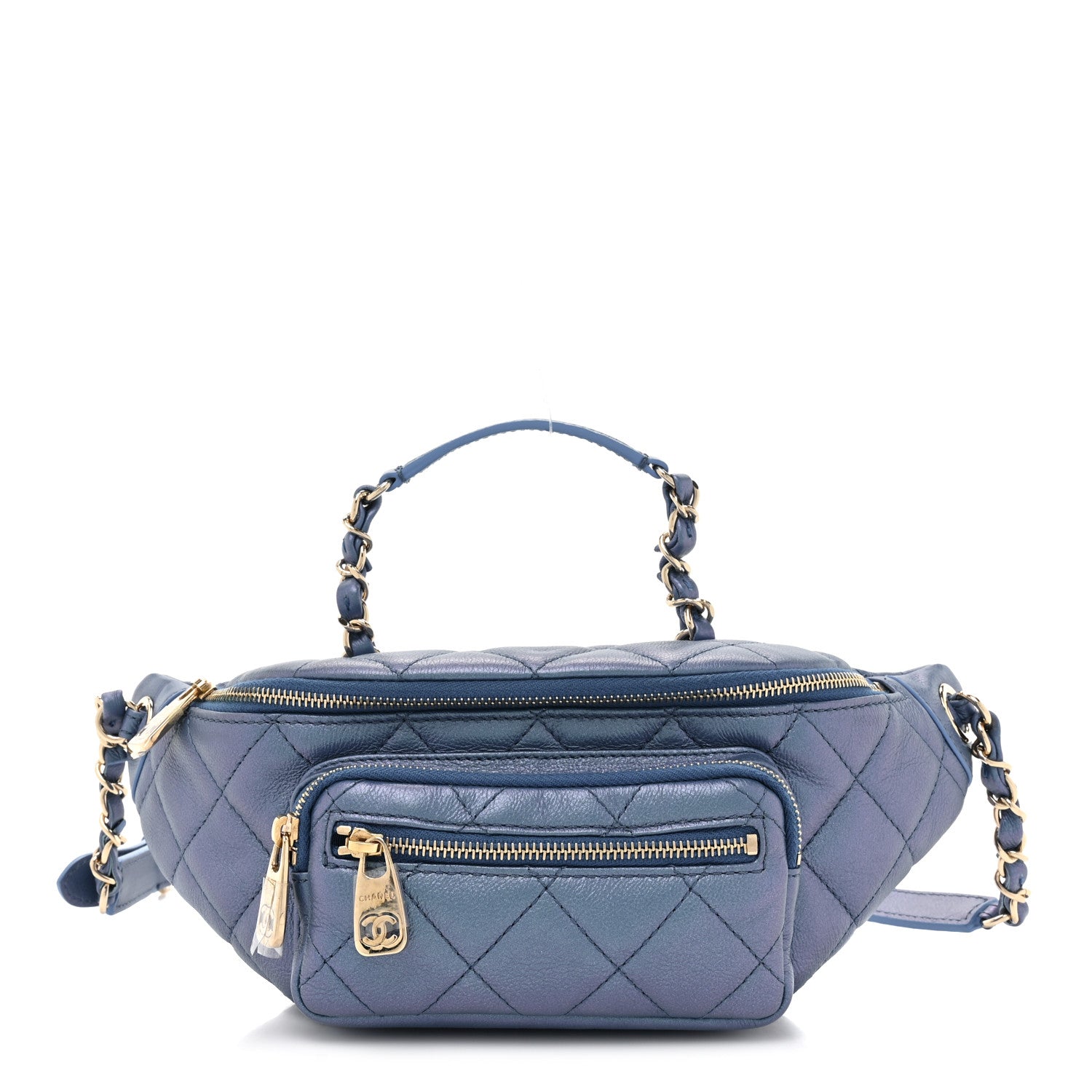 Chanel Iridescent Calfskin Quilted All About Waist Belt Bag Blue 1 of 13